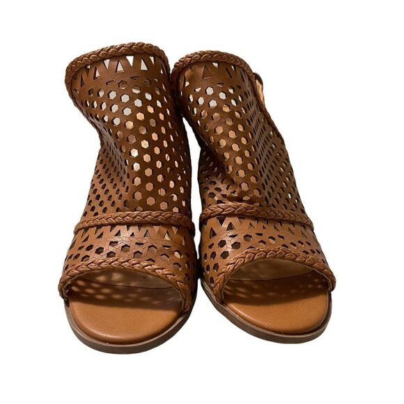 Big Buddha Womens Brown Perforated Vegan Leather Peep Toe Slingback Sandals 10 - Picture 4 of 7